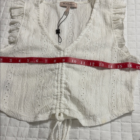 BCBGMaxAzria White Eyelet Ruffle Blouse - Picture 4 of 7